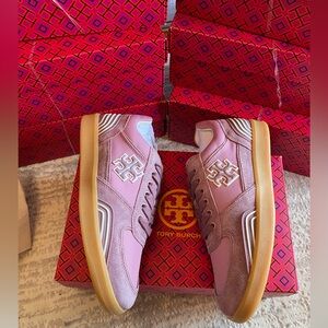 Tory Burch Pink Sneakers with Gold Details